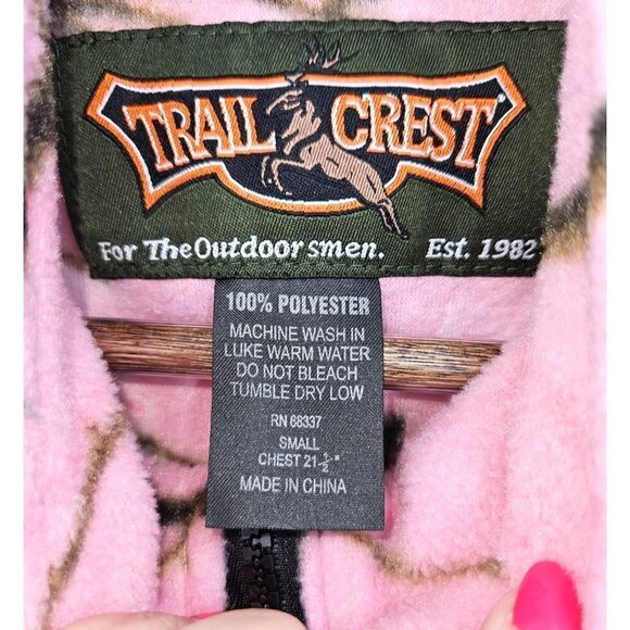 Trail Crest Pink Camouflage Vest Fleece Womens Size Small 4 6 8 Zipper Pockets - Picture 6 of 8